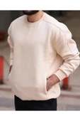 Kalın İçi Pamuklu Cepli Oversize Sweatshirt - 2