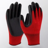 Kırmızı Siyah Zebra Nitril Kaplama İş Eldiveni 10 XL Yüksek Kavrama Esnek Konforlu Çalışma Eldiveni thumbnail 1