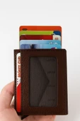 MKM Man Erkek Koyu Kahve Deri Kartlık Cüzdan Slim ve Şık Tasarım, , RFID Koruma Özellik thumbnail 1