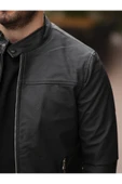 Yeni Sezon Erkek Premium Karbon Deri Slim Fit Mevsimlik Ceket - 5