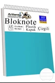 Telli Masaüstü Not Defteri Çizgili A5 Orta Boy 1 Adet Masa Üstü Plastik Kapaklı Spiralli Bloknot Blocknote 80 Yaprak - 1