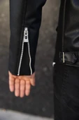 Erkek Yeni Sezon Siyah Biker Deri Ceket - 2