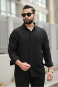 Oversize Keten Karışımlı Basic Salaş Gömlek - 4