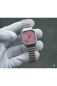 Zamansız Şıklık Sunan Kare Kasa Metal Kol Saati – Pembe Kadranlı, Minimalist ve Zarif Tasarım thumbnail 2