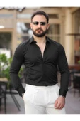 Süper Slim Fit (Dar Kalıp ) Gizli Düğmeli Pamuk Saten Gömlek - 11