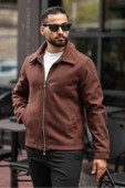 Erkek Yeni Trend Çift Fermuar Detay Basic Kaşe Ceket - Old Money Tarzı - 3