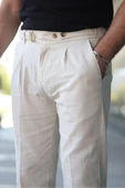 Tasarım İtalyan Model Keten Pantolon - 5