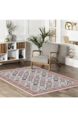 Pastel Home Renkli Etnik Desenli Bohem Şönil Halı Kilim Yolluk Kaymaz Yıkanabilir Salon Mutfak Koridor Çocuk Oda thumbnail 5