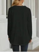 Kadın Uzun Kollu Yuvarlak Yaka Salaş Iki Iplik Bluz thumbnail 3