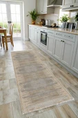 Pastel Home Sarı Gri Tasarım Şönil Halı Kilim Yolluk Kaymaz Yıkanabilir Saçaklı Salon Koridor Mutfak - 7