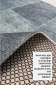 Pastel Home Mavi Denim Patchwork Tasarım Şönil Halı Kilim Yolluk Kaymaz Saçaklı Yıkanabilir Genç Odası Mutfak - 5
