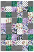 Pastel Home Gri Yeşil Çiçekli Patchwork Şönil Halı Kilim Yolluk Kaymaz Yıkanabilir Mutfak Koridor Oturma Odası - 1