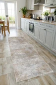 Pastel Home Gri Vizon Abstract Şönil Halı Kilim Yolluk Saçaklı Kaymaz Yıkanabilir Mutfak Salon Koridor thumbnail 7