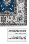 Pastel Home Mavi Klasik Şönil Halı Kilim Yolluk Yıkanabilir Kaymaz Oturma Odası Salon Mutfak Halısı - 3
