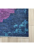 Pastel Home Modern Vintage Fuşya Lacivert Şönil Halı Kilim Yolluk Kaymaz Pamuk Taban Yıkanabilir Saçaklı thumbnail 2
