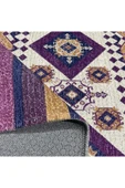 Pastel Home Eskitme Mor Hardal Renkli Şönil Halı Kilim Yolluk Yıkanabilir Kaymaz Saçaklı - 4