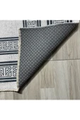 Pastel Home Gri Antrasit Çerçeveli Modern Şönil Halı Yolluk Kilim Salon Koridor Mutfak Kaymaz Yıkanabilir thumbnail 3