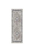 Pastel Home Bej Füme Klasik Desenli Vintage Şönil Halı Kilim Yolluk Kaymaz Yıkanabilir Saçaklı - 6