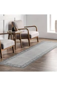Pastel Home Gri Antrasit Çerçeveli Modern Şönil Halı Yolluk Kilim Salon Koridor Mutfak Kaymaz Yıkanabilir thumbnail 7