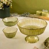 Fecra Rita 3'lü Cam Kase Seti Yeşil Altın Fileli - 4