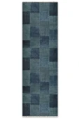 Pastel Home Mavi Denim Patchwork Tasarım Şönil Halı Kilim Yolluk Kaymaz Saçaklı Yıkanabilir Genç Odası Mutfak - 7