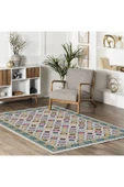 Pastel Home Renkli Etnik Desenli Bohem Şönil Halı Kilim Yolluk Kaymaz Yıkanabilir Salon Mutfak Koridor Çocuk Oda thumbnail 5