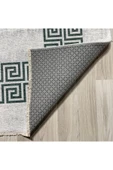 Pastel Home Modern Gri Çerçeveli Gri Şönil Halı Kilim Yolluk Yıkanabilir Kaymaz Salon Mutfak Koridor thumbnail 3