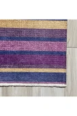 Pastel Home Eskitme Mor Hardal Renkli Şönil Halı Kilim Yolluk Yıkanabilir Kaymaz Saçaklı - 2