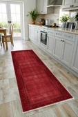 Pastel Home Tasarım Bordo Kırmızı Afgan Türkmen Şönil Halı Kilim Yolluk Kaymaz Yıkanabilir Salon Mutfak Koridor thumbnail 6