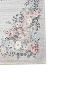 Pastel Home Eskitme çiçekli bej krem şönil halı kendinden saçaklı yıkanabilir salon mutfak koridor kaymaz taban thumbnail 3