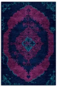 Pastel Home Modern Vintage Fuşya Lacivert Şönil Halı Kilim Yolluk Kaymaz Pamuk Taban Yıkanabilir Saçaklı thumbnail 1