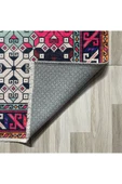 Pastel Home Turuncu Pembe Kahve Etnik Şönil Halı Kilim Yolluk Kaymaz Yıkanabilir Kordidor Mutfak Yatak Odası - 3