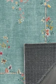 Pastel Home Kaşmir doku yumuşak kaymaz pamuk taban oturma odası salon mutfak koridor çiçekli yeşil halı kilim thumbnail 3
