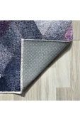 Pastel Home Geometrik Mor Pembe Şönil Halı Kilim Yolluk Yıkanabilir Kaymaz Salon Mutfak Oturma Odası Koridor - 3