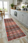 Pastel Home Renkli Anadolu Kilim Şönil Halı Yolluk Yıkanabilir Saçaklı Kaymaz Mutfak Koridor Oturma Yatak Odası - 6