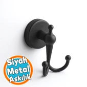 İkili Askılık Vidalı Paslanmaz Metal Duvar Askısı Banyo ve Mutfak İçin Mat Siyah thumbnail 1