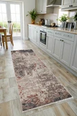 Pastel Home Tasarım Bej Gri Şönil Halı Kilim Yolluk Kaymaz Saçaklı Yıkanabilir Salon Mutfak Koridor Yatak Odası thumbnail 6