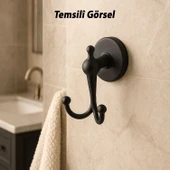 İkili Askılık Vidalı Paslanmaz Metal Duvar Askısı Banyo ve Mutfak İçin Mat Siyah thumbnail 4