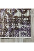 Pastel Home Bohem Etnik Desenli Mor Kahve Şönil Halı Kilim Yolluk Kaymaz Yıkanabilir Saçaklı - 2