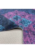 Pastel Home Modern Vintage Fuşya Lacivert Şönil Halı Kilim Yolluk Kaymaz Pamuk Taban Yıkanabilir Saçaklı thumbnail 4
