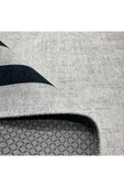 Pastel Home Siyah Çerçeveli Gri Şönil Halı Yolluk Kilim Salon Koridor Mutfak Kaymaz Yıkanabilir thumbnail 4
