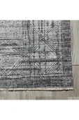 Pastel Home Gri Antrasit Çerçeveli Modern Şönil Halı Yolluk Kilim Salon Koridor Mutfak Kaymaz Yıkanabilir thumbnail 2