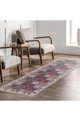 Pastel Home Ekru Bordo Antrasit Etnik Şönil Halı Kilim Yolluk Kaymaz Yıkanabilir Oturma Odası Mutfak Koridor - 7