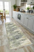 Pastel Home Sarı Gri Abstract Şönil Halı Kilim Yolluk Kaymaz Yıkanabilir Saçaklı Oturma Odası Mutfak Koridor - 7