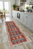 Pastel Home Renkli Anadolu Kilim Şönil Halı Yolluk Yıkanabilir Saçaklı Kaymaz Mutfak Koridor Oturma Yatak Odası - 6