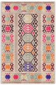 Pastel Home Bej Pembe Anadolu Kilim Modeli Şönil Halı Kilim Yolluk Kaymaz Yıkanabilir Salon Koridor Mutfak - 1