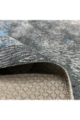 Pastel Home Antrasit Gri Mavi Abstract Şönil Halı Kilim Yolluk Kaymaz Taban Yıkanabilir Saçaklı thumbnail 4