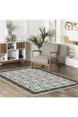 Pastel Home Turuncu Pembe Kahve Etnik Şönil Halı Kilim Yolluk Kaymaz Yıkanabilir Kordidor Mutfak Yatak Odası - 11
