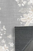 Pastel Home Kaşmir doku yumuşak kaymaz pamuk taban oturma odası salon mutfak koridor çiçekli gri halı kilim - 3