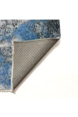 Pastel Home Antrasit Gri Mavi Abstract Şönil Halı Kilim Yolluk Kaymaz Taban Yıkanabilir Saçaklı thumbnail 3